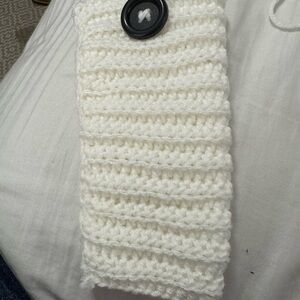 White Knitted Phone Case with Button